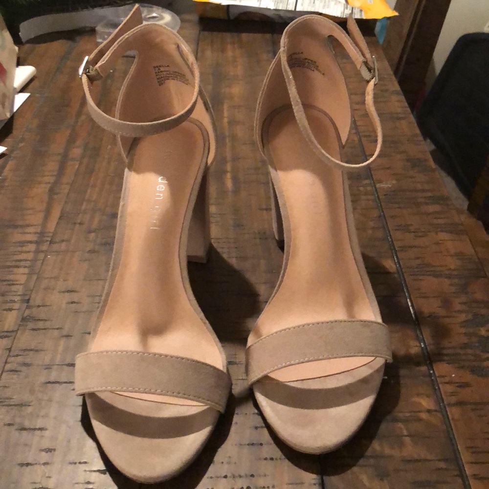Nude suede heels